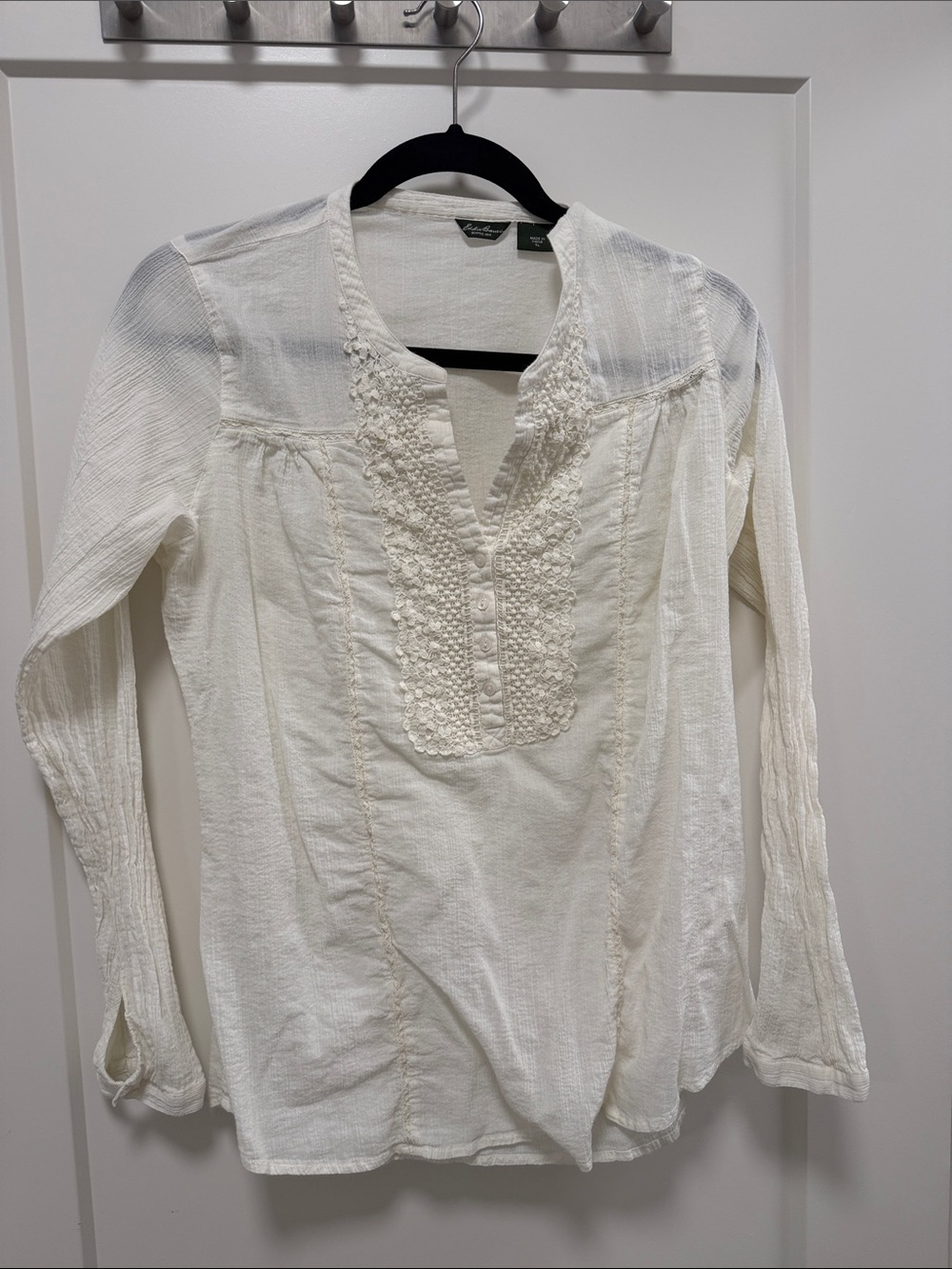 Eddie Bauer White Embroidered Boho Tunic